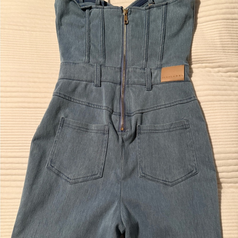 Sexy Blue Denim Corset Jumpsuit - Picture 7 of 8